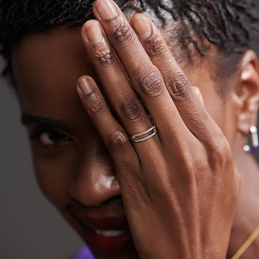 Pave Diamond Paperclip Ring