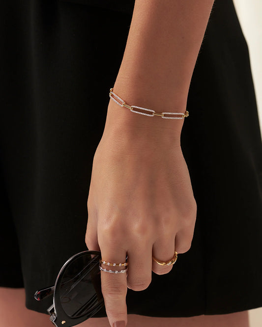 Pave Diamond Paperclip Bracelet