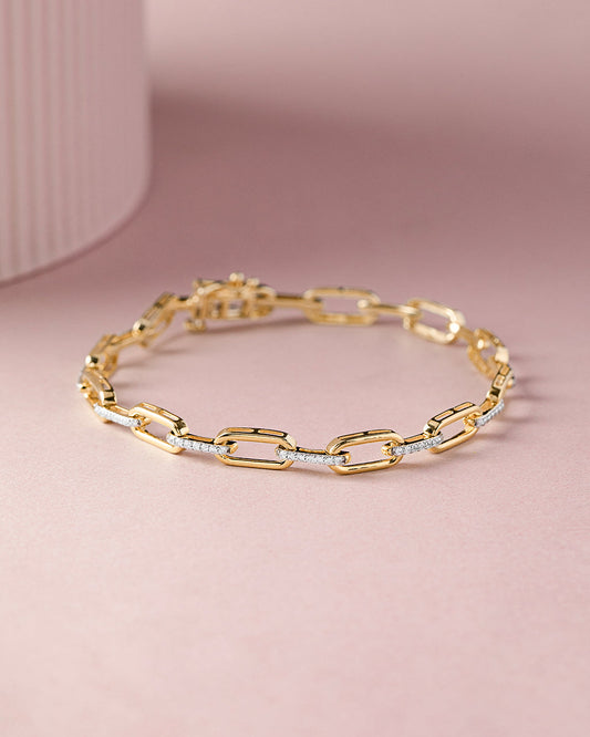 Interlinked Diamond Paperclip Bracelet, 14K Gold Vermeil, 1/2 ct Lab Grown Diamond-6