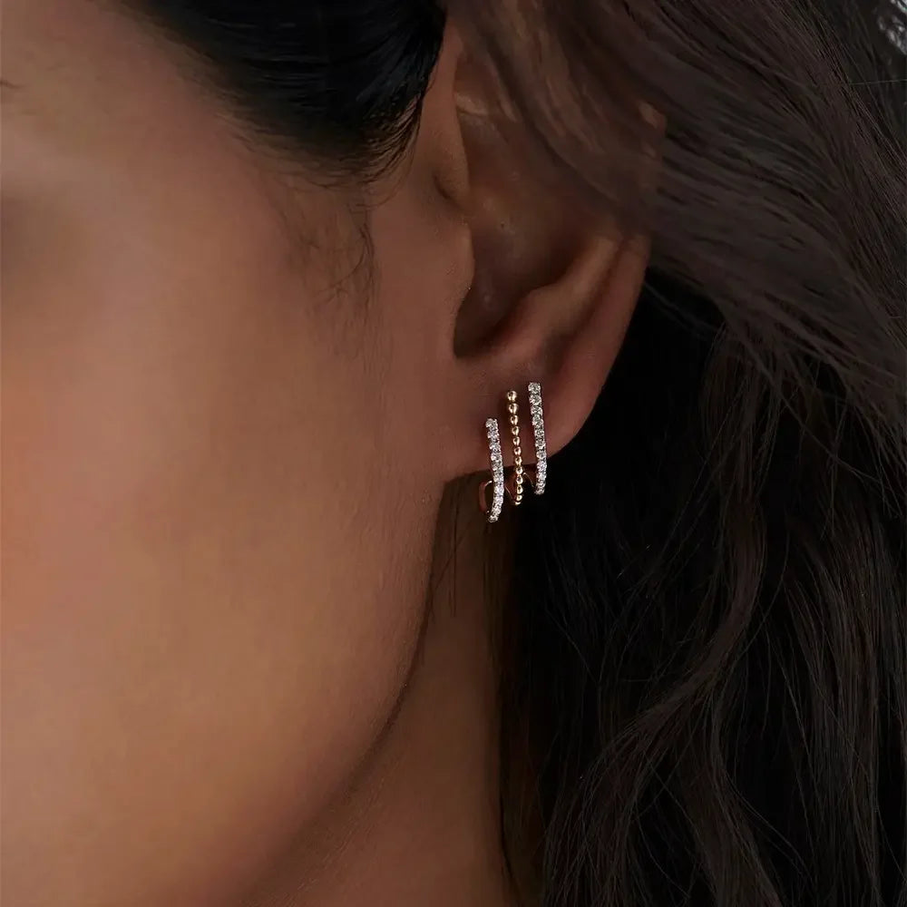 3 Line Diamond Hoops