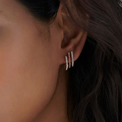3 Line Diamond Hoops