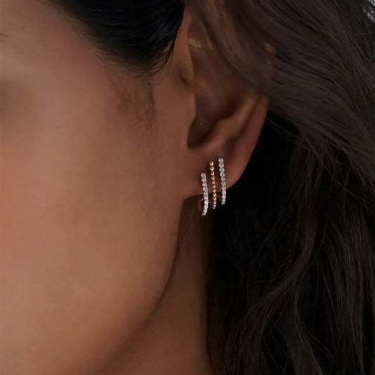 3 Line Diamond Hoops