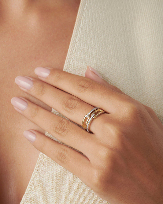 Twin Paperclip Diamond Band