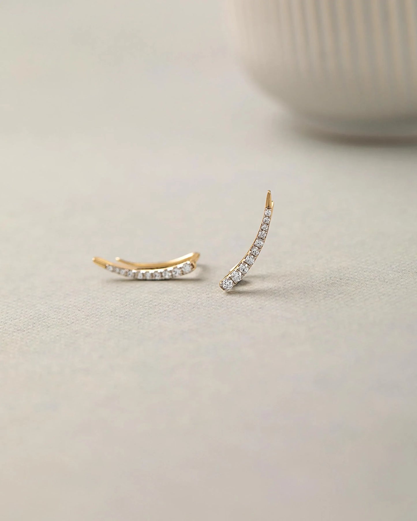 Minimal Diamond Climber Earrings