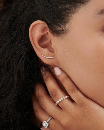 Minimal Diamond Climber Earrings