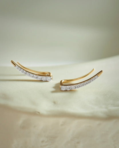Minimal Diamond Climber Earrings