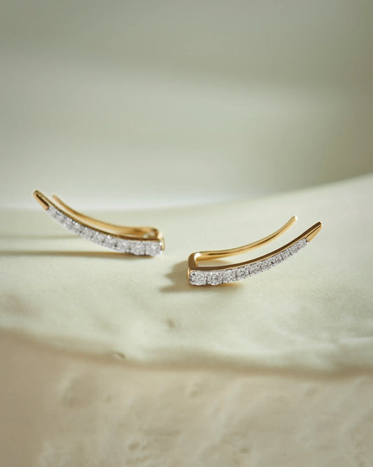 Minimal Diamond Climber Earrings