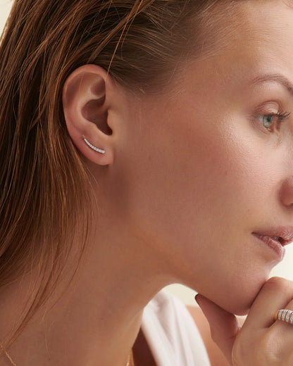 Minimal Diamond Climber Earrings