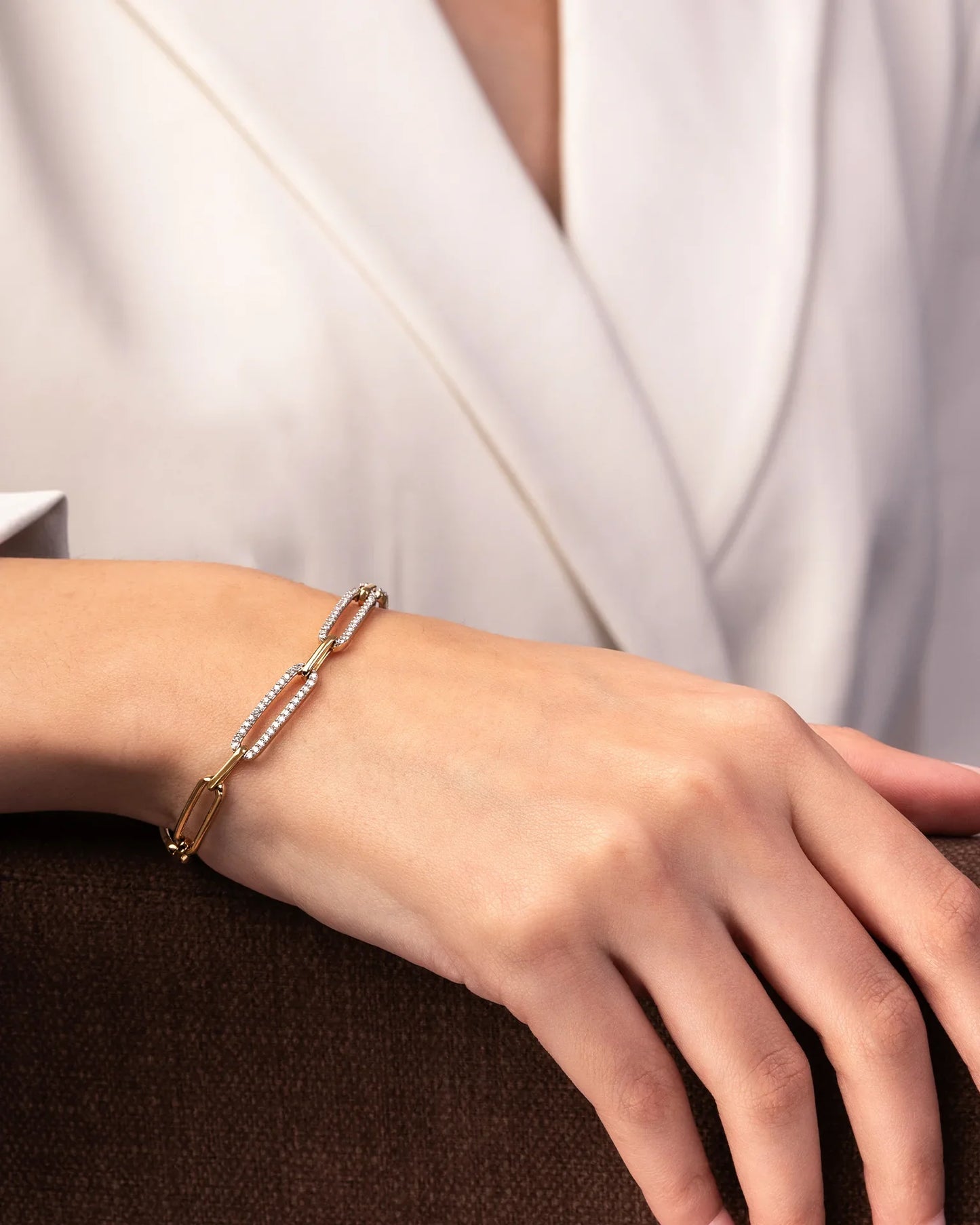 Pave Diamond Paperclip Bracelet